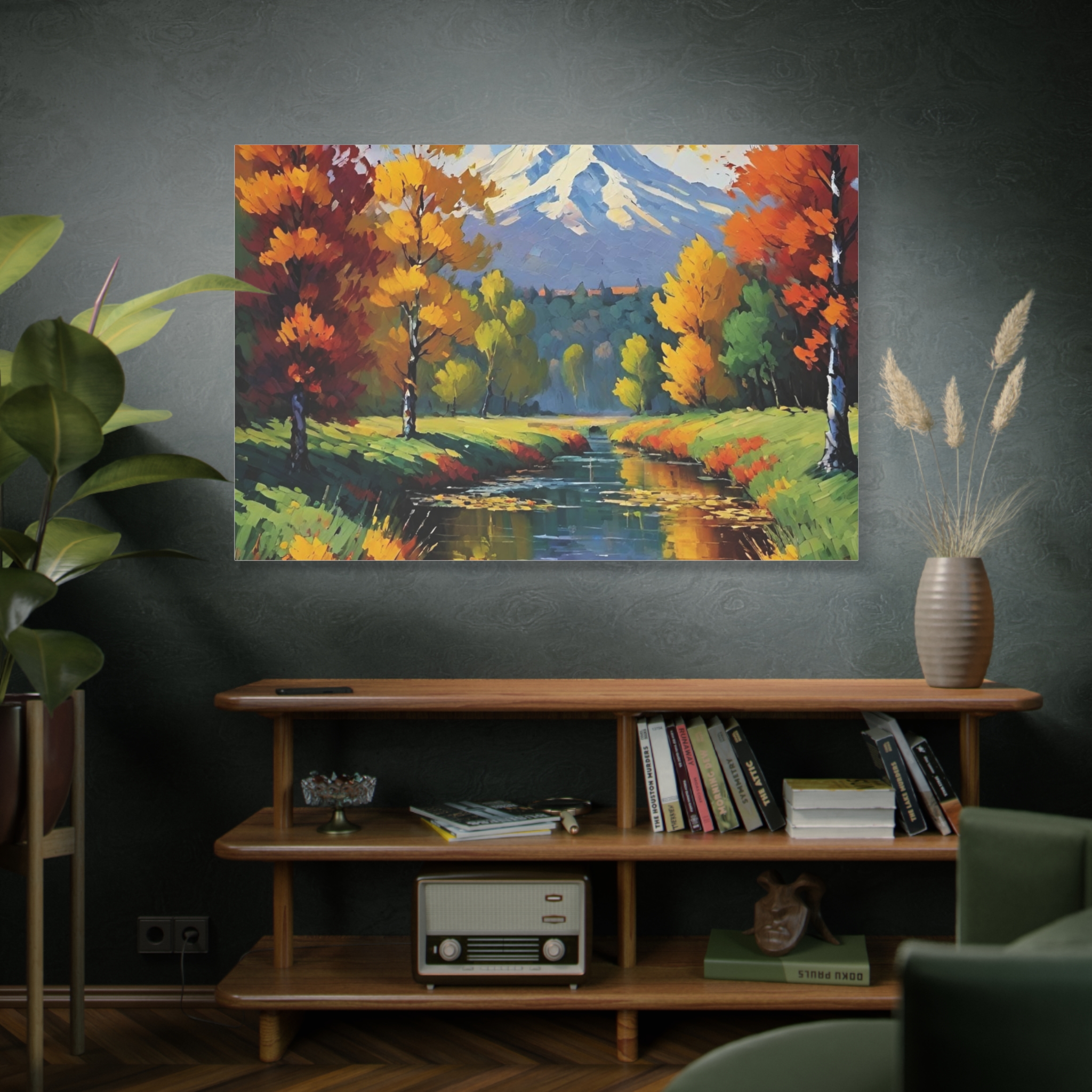 Autumn River Mountain Matte Canvas Wall Art — Stretched Landscape Print - Image 10