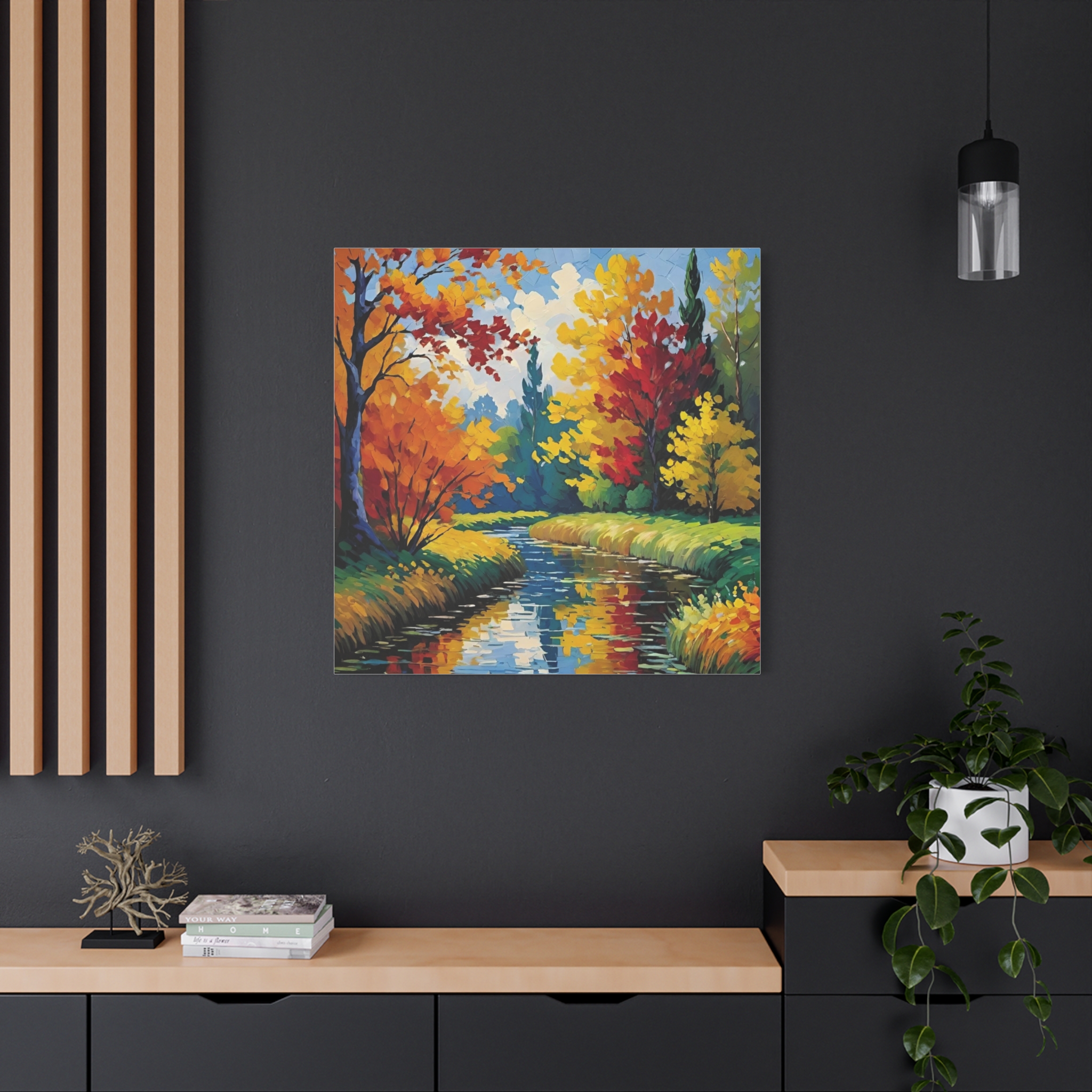 Autumn River Landscape Canvas — Stretched Matte Wall Art - Image 7