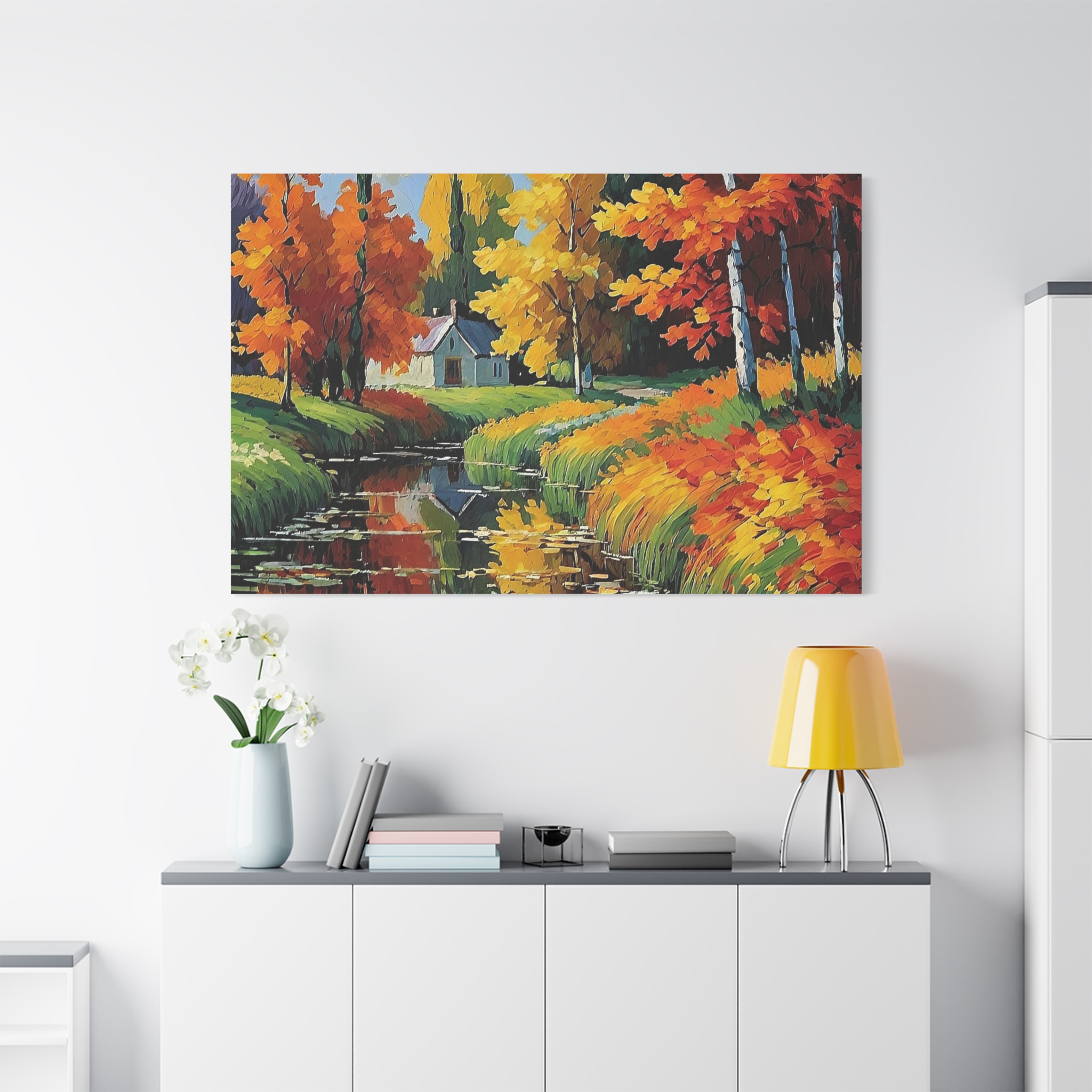 Autumn Reflection Canvas Wall Art — Matte Stretched Landscape Print - Image 2