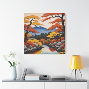 Autumn Mount Fuji Matte Stretched Canvas