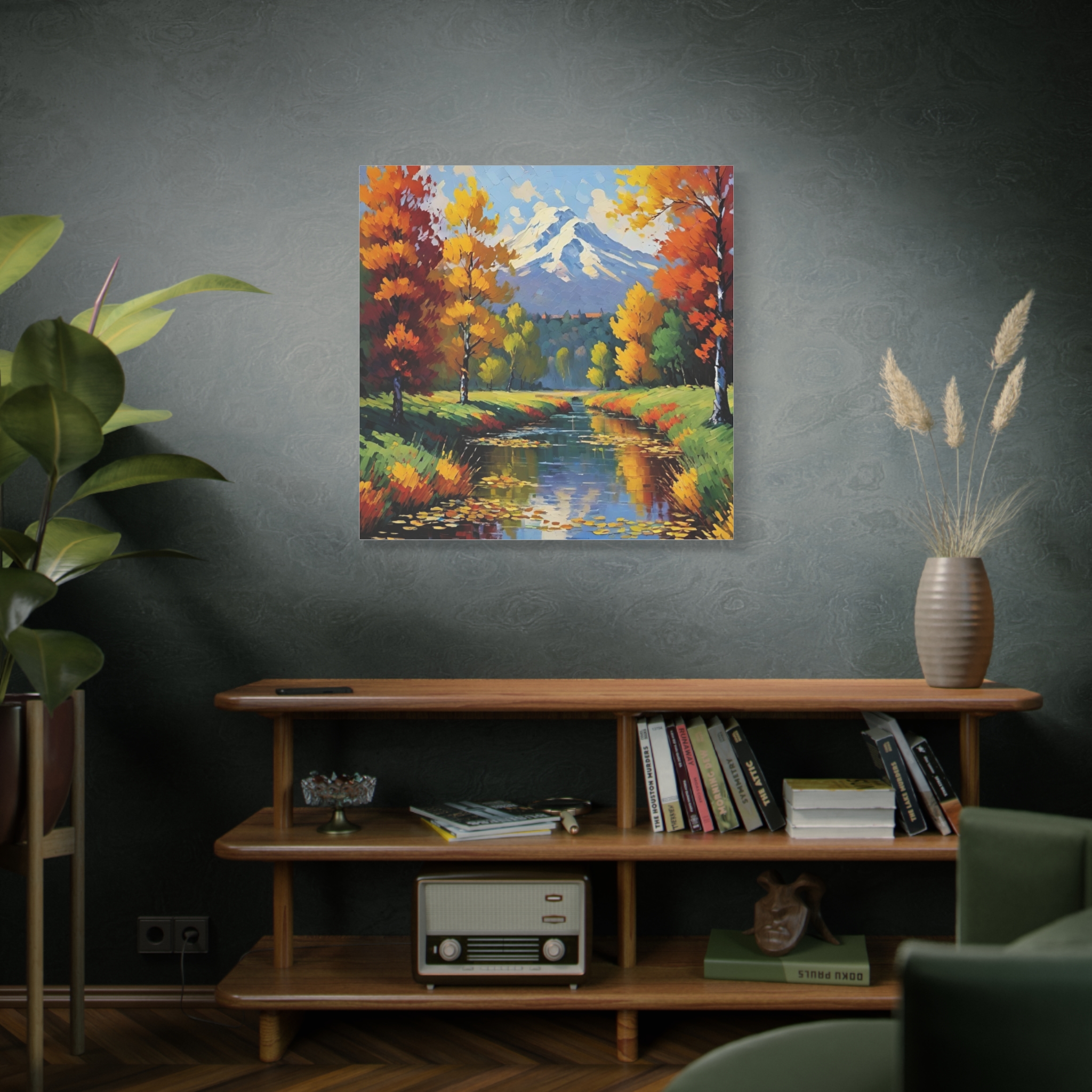 Autumn River Mountain Matte Canvas Wall Art — Stretched Landscape Print - Image 9