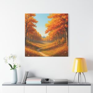 Autumn Forest Canvas Wall Art — Golden Fall Landscape Matte Stretched Print