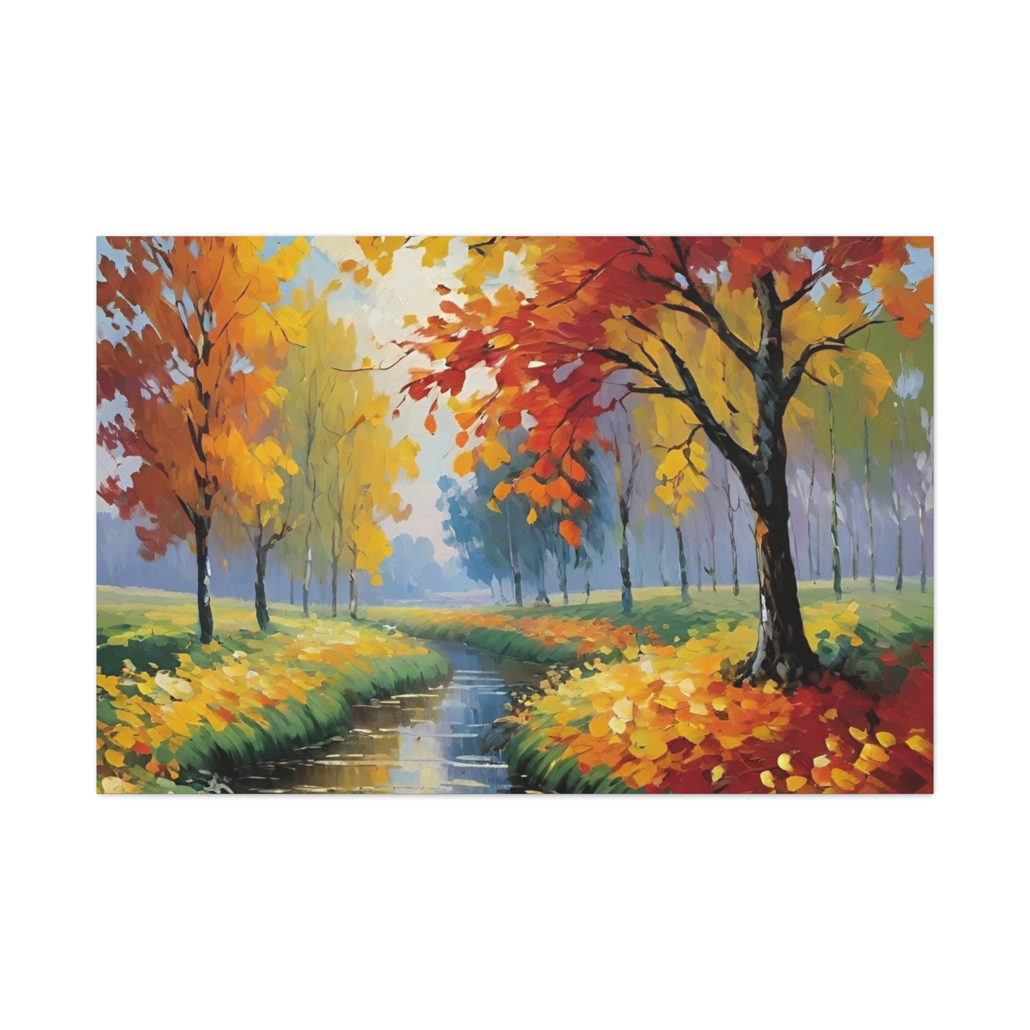 Autumn River Landscape Canvas Print — Stretched Matte Wall Art - Image 4