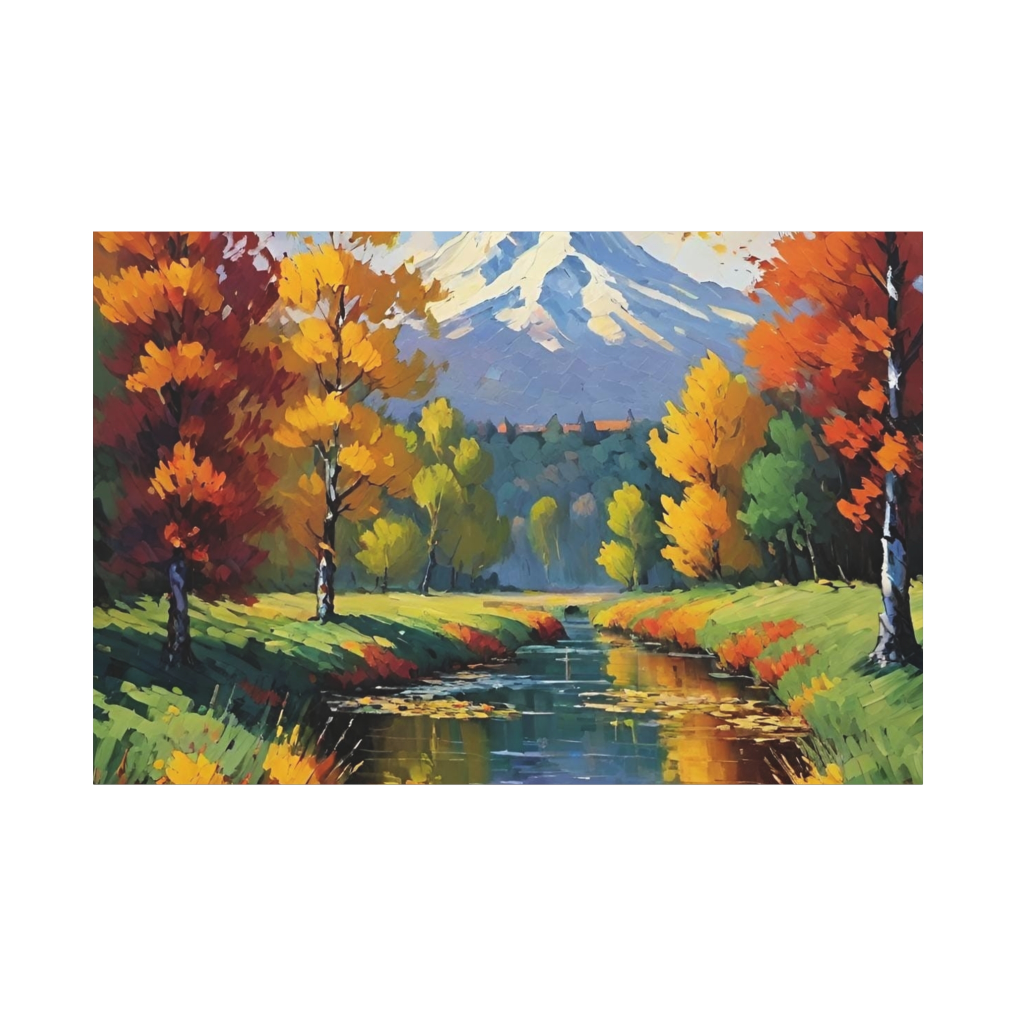 Autumn River Mountain Matte Canvas Wall Art — Stretched Landscape Print - Image 4