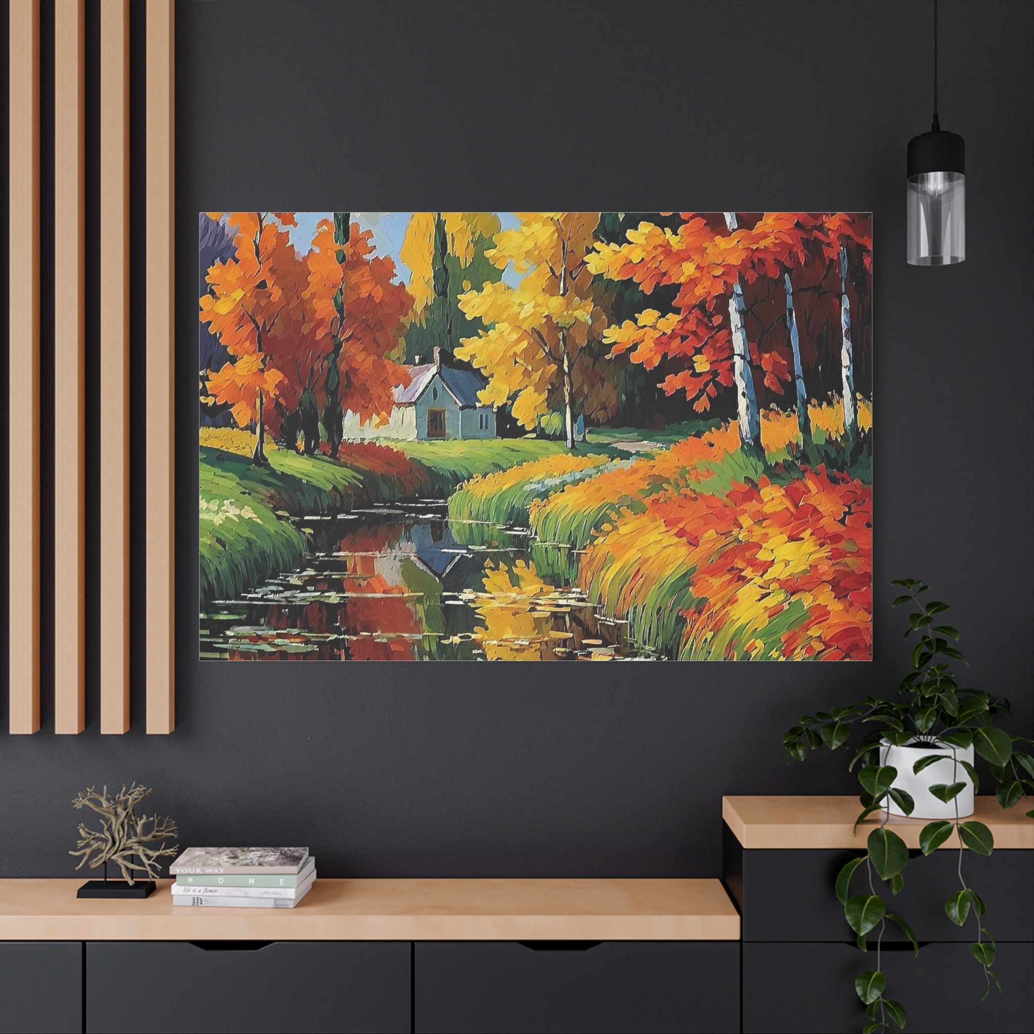 Autumn Reflection Canvas Wall Art — Matte Stretched Landscape Print - Image 8