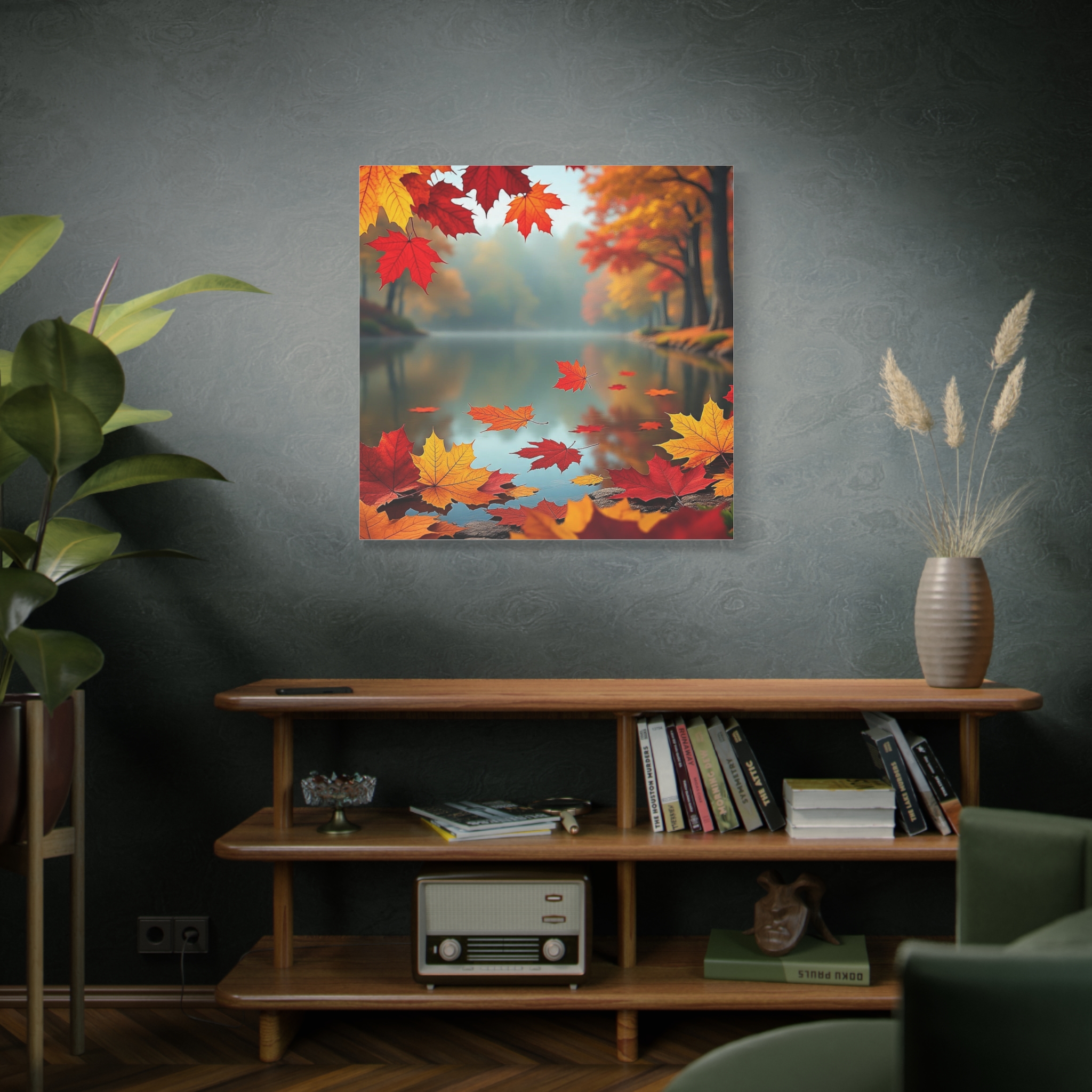 Autumn Lake Canvas Wall Art — Fall Leaves Matte Stretched Canvas - Image 9