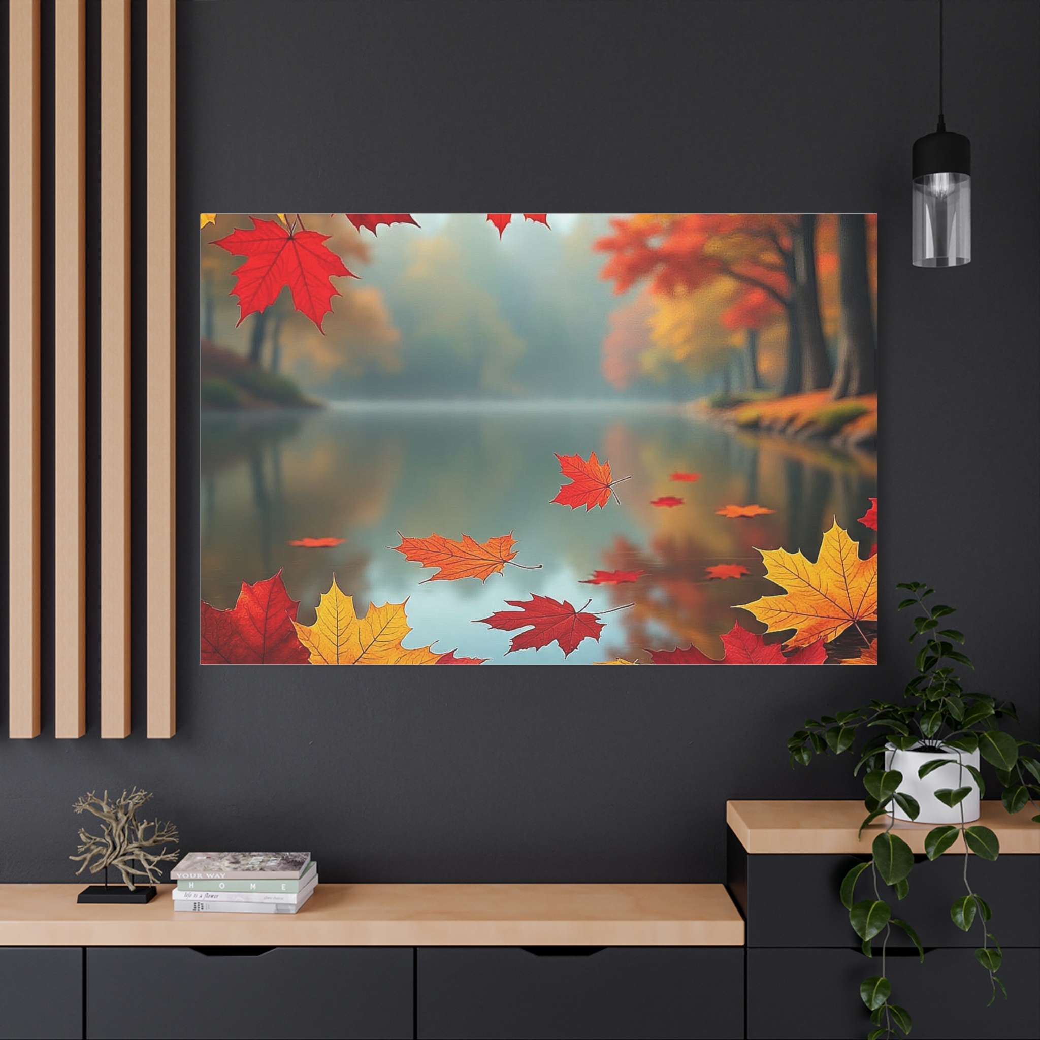 Autumn Lake Canvas Wall Art — Fall Leaves Matte Stretched Canvas - Image 8