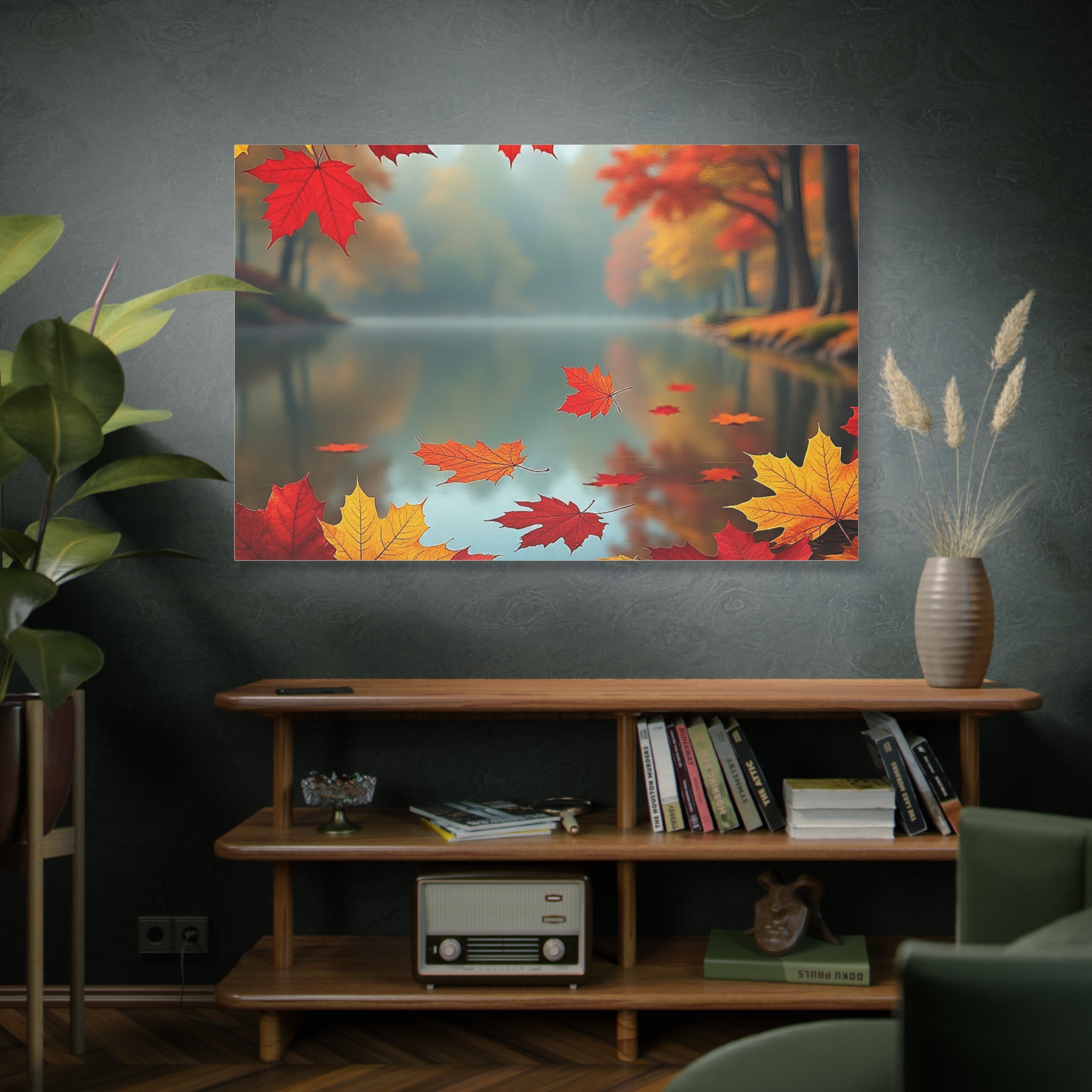 Autumn Lake Canvas Wall Art — Fall Leaves Matte Stretched Canvas - Image 10