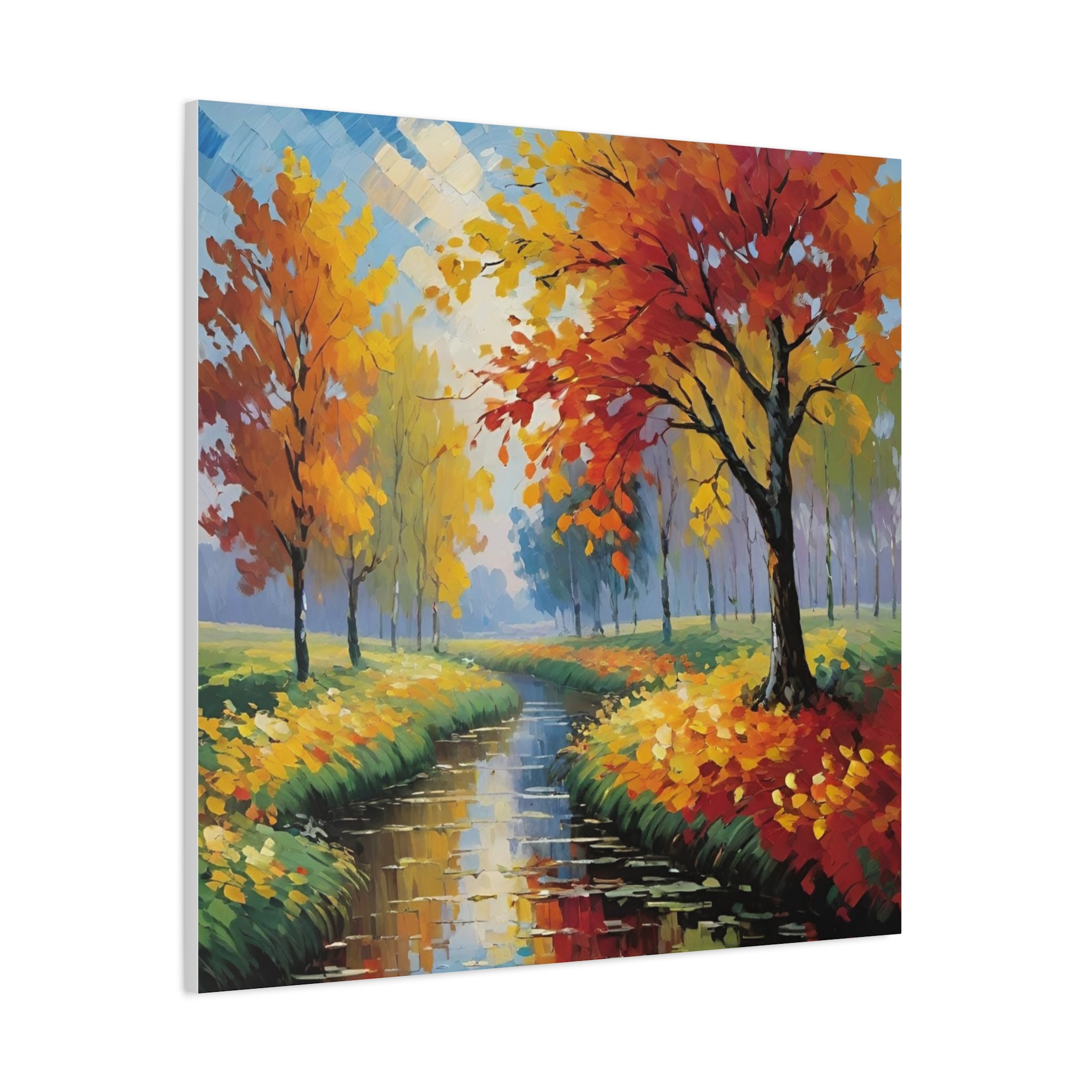 Autumn River Landscape Canvas Print — Stretched Matte Wall Art - Image 5