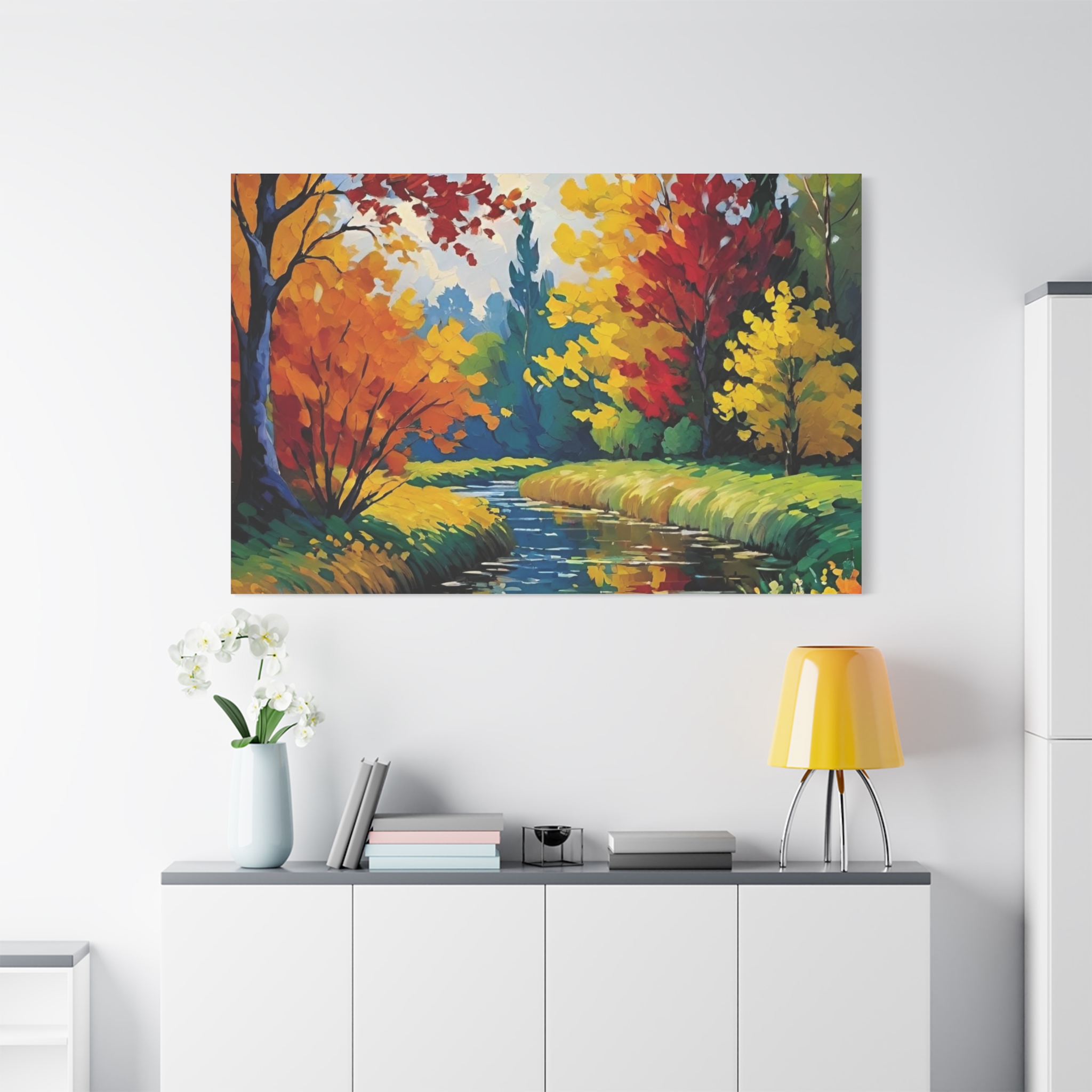 Autumn River Landscape Canvas — Stretched Matte Wall Art - Image 2