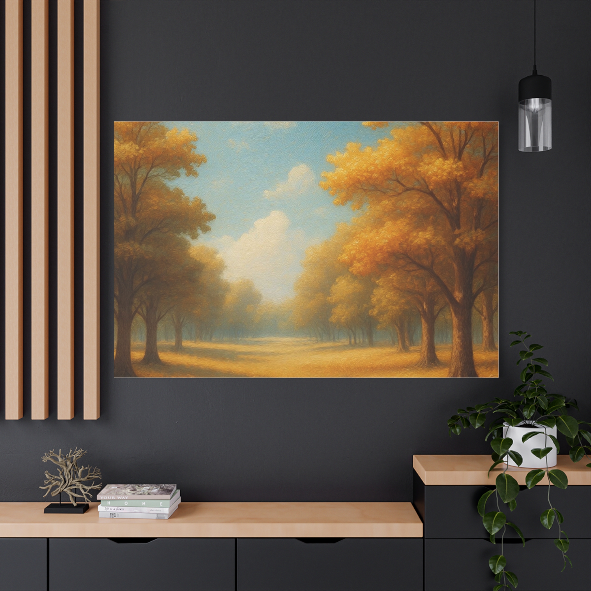 Autumn Meadow Canvas Wall Art — Golden Trees Landscape Painting - Image 8