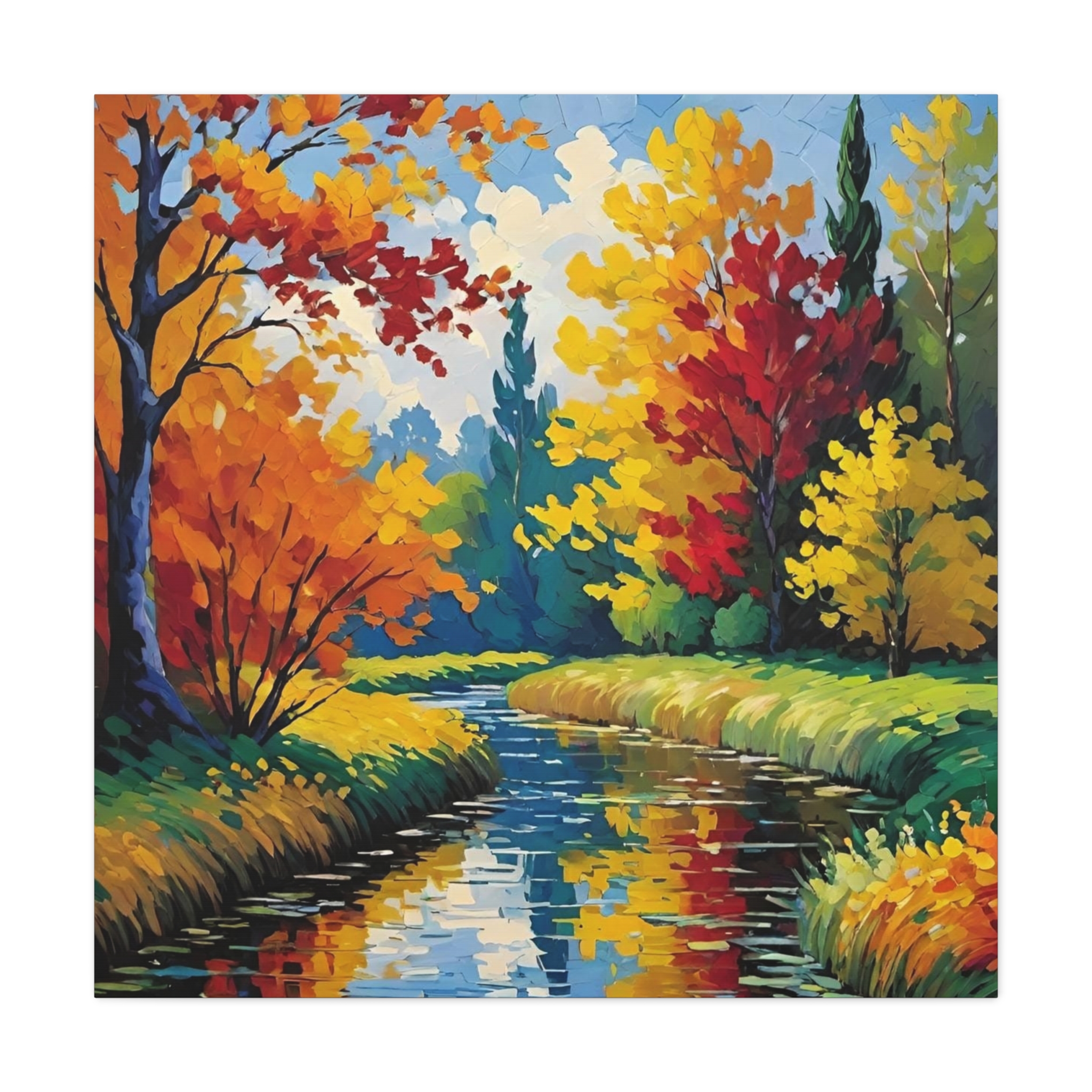 Autumn River Landscape Canvas — Stretched Matte Wall Art - Image 3