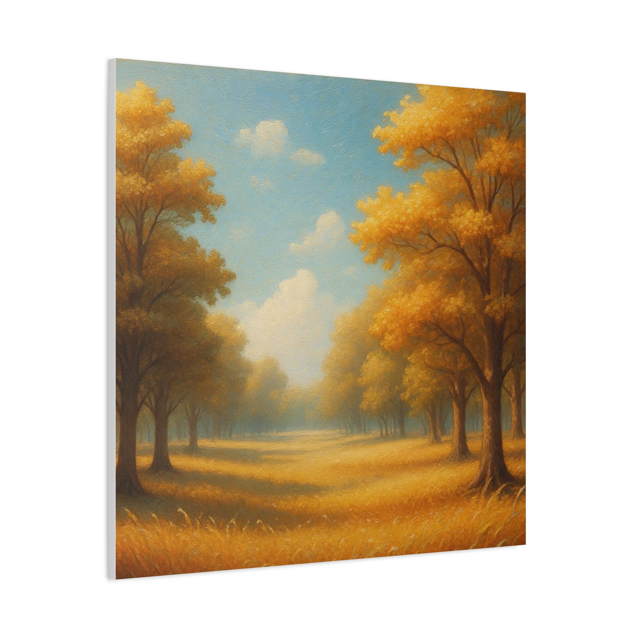 Autumn Meadow Canvas Wall Art — Golden Trees Landscape Painting - Image 5