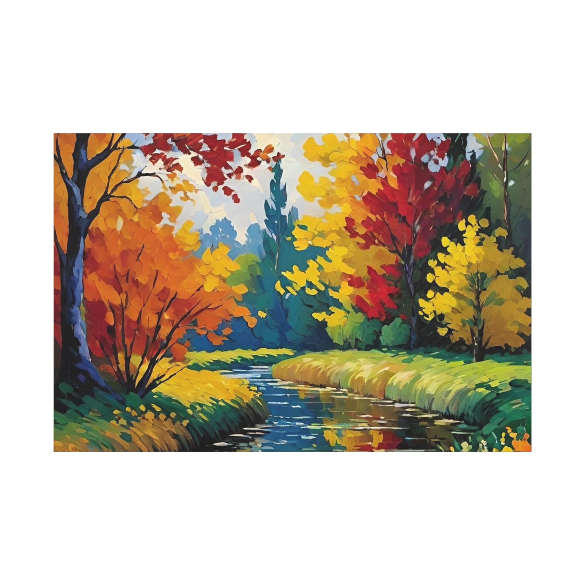 Autumn River Landscape Canvas — Stretched Matte Wall Art - Image 4
