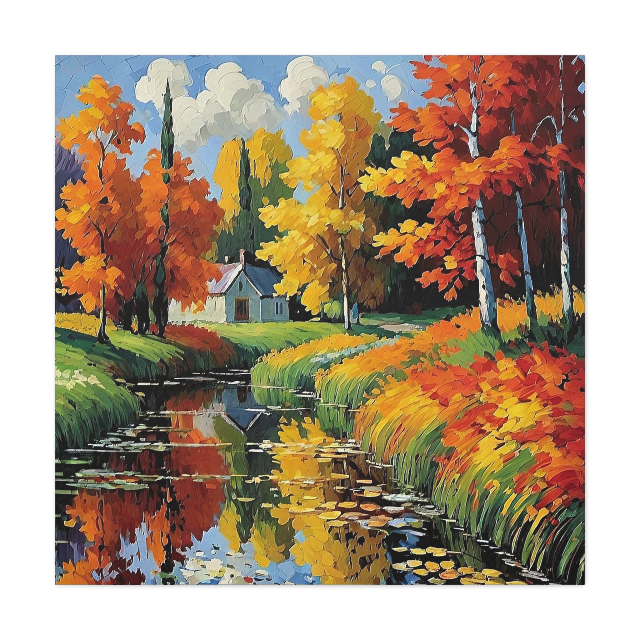 Autumn Reflection Canvas Wall Art — Matte Stretched Landscape Print - Image 3