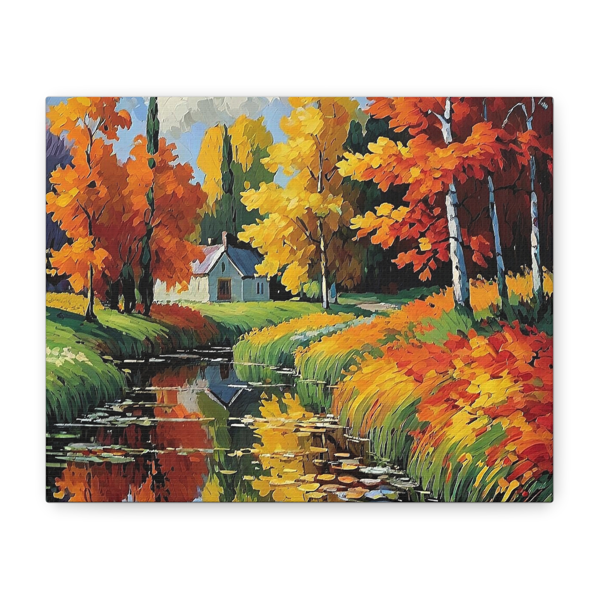 Autumn Reflection Canvas Wall Art — Matte Stretched Landscape Print - Image 4
