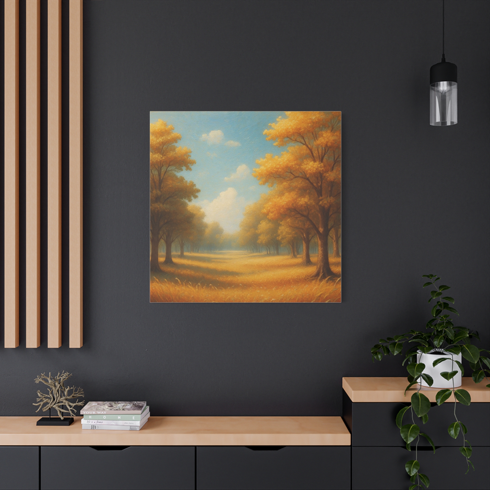 Autumn Meadow Canvas Wall Art — Golden Trees Landscape Painting - Image 7