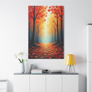 Autumn Forest Path Matte Canvas Print — Stretched Fall Wall Art